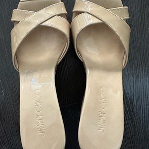 Jimmy Choo panna patent crisscross wedge size 7.5. Brand new